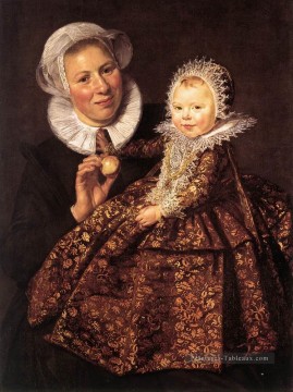  neerlandais - Catharina Hooft avec son portrait d’infirmière Siècle d’or néerlandais Frans Hals